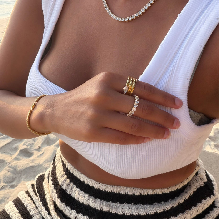 Emilia Double Band Stone Ring