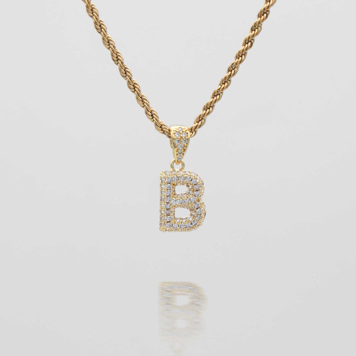 icy mini bubble initial necklace in 18k gold or silver plated, in mini curb, tennis and rope chain from prya