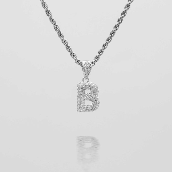 icy mini bubble initial necklace in 18k gold or silver plated, in mini curb, tennis and rope chain from prya
