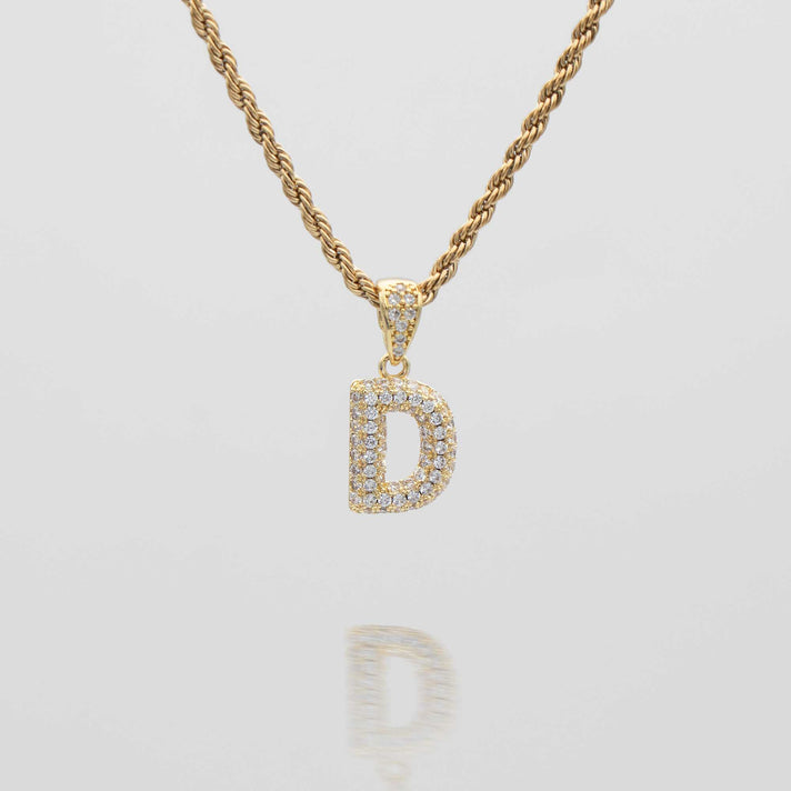 icy mini bubble initial necklace in 18k gold or silver plated, in mini curb, tennis and rope chain from prya