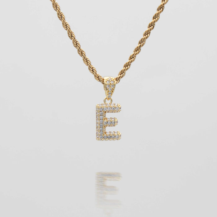 icy mini bubble initial necklace in 18k gold or silver plated, in mini curb, tennis and rope chain from prya