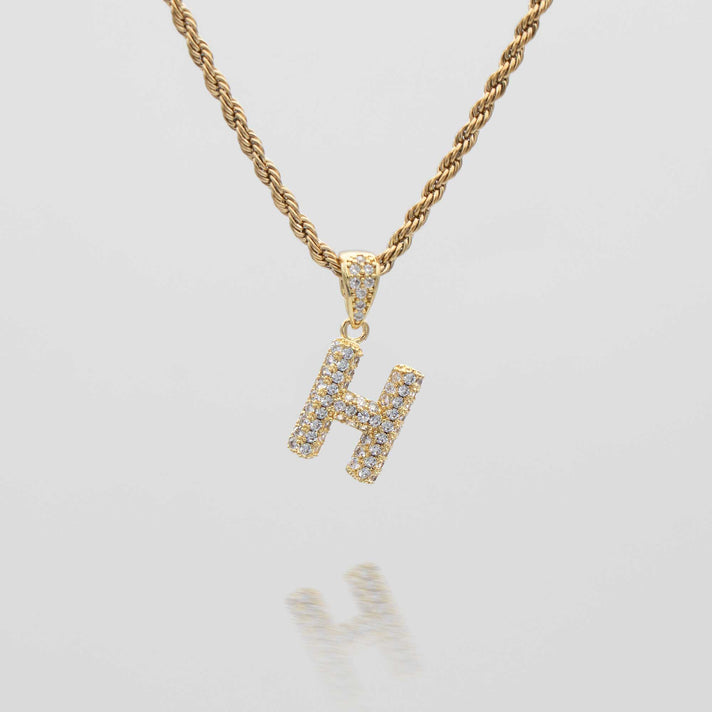 icy mini bubble initial necklace in 18k gold or silver plated, in mini curb, tennis and rope chain from prya