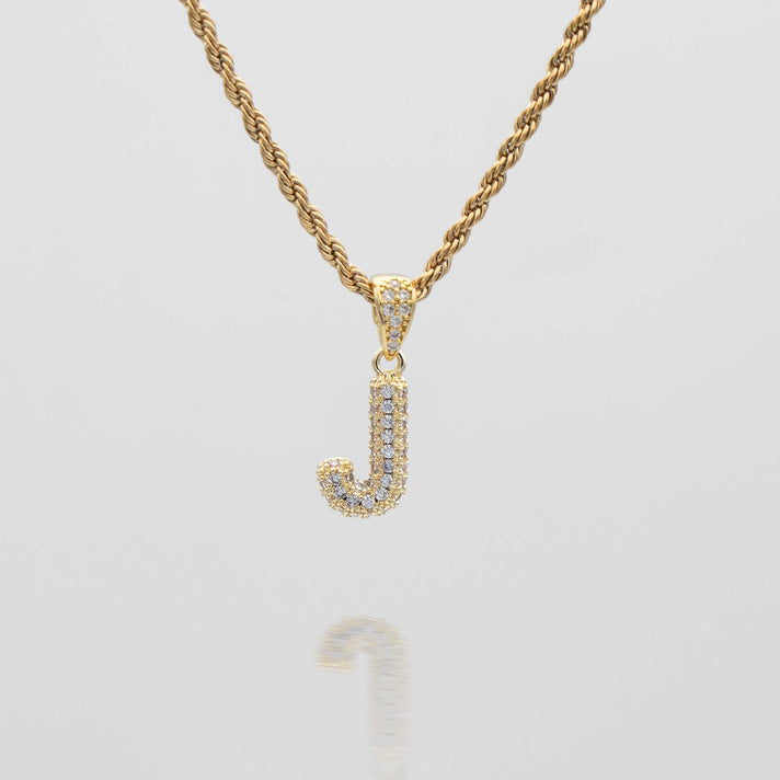 icy mini bubble initial necklace in 18k gold or silver plated, in mini curb, tennis and rope chain from prya