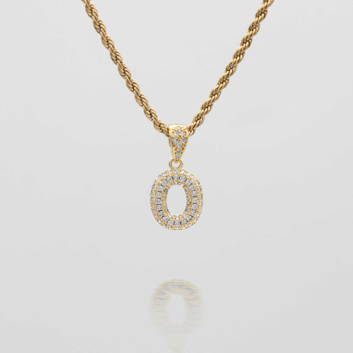 icy mini bubble initial necklace in 18k gold or silver plated, in mini curb, tennis and rope chain from prya