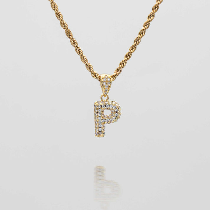 icy mini bubble initial necklace in 18k gold or silver plated, in mini curb, tennis and rope chain from prya