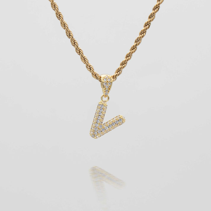 icy mini bubble initial necklace in 18k gold or silver plated, in mini curb, tennis and rope chain from prya