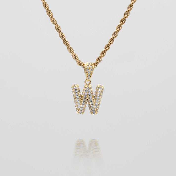 icy mini bubble initial necklace in 18k gold or silver plated, in mini curb, tennis and rope chain from prya