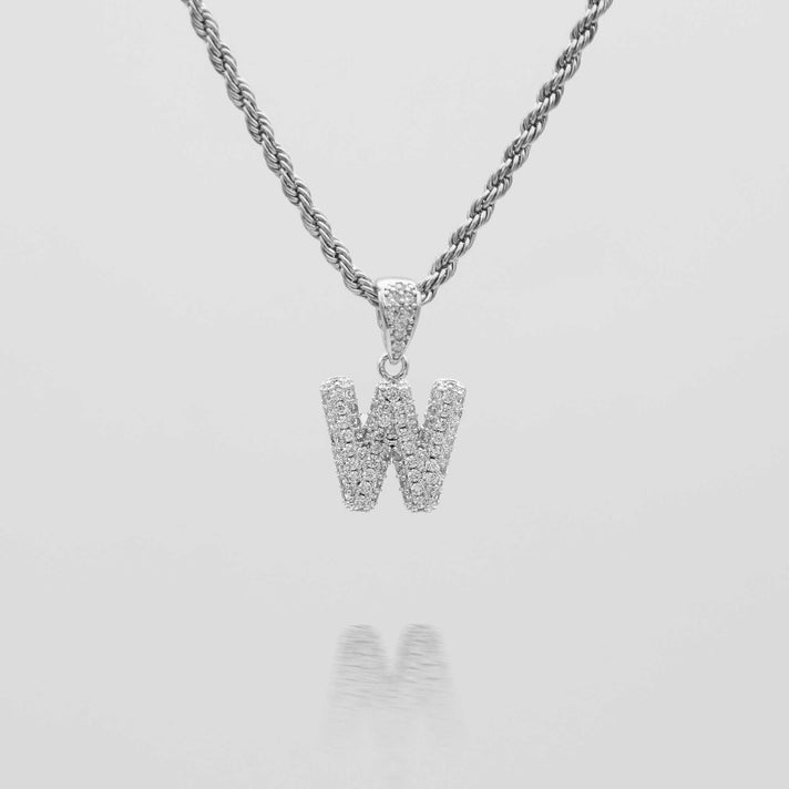 icy mini bubble initial necklace in 18k gold or silver plated, in mini curb, tennis and rope chain from prya