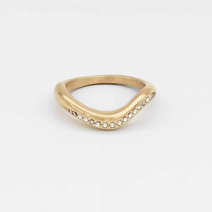 Kaia Pavé Wishbone Ring in 18k gold plated stainless steel