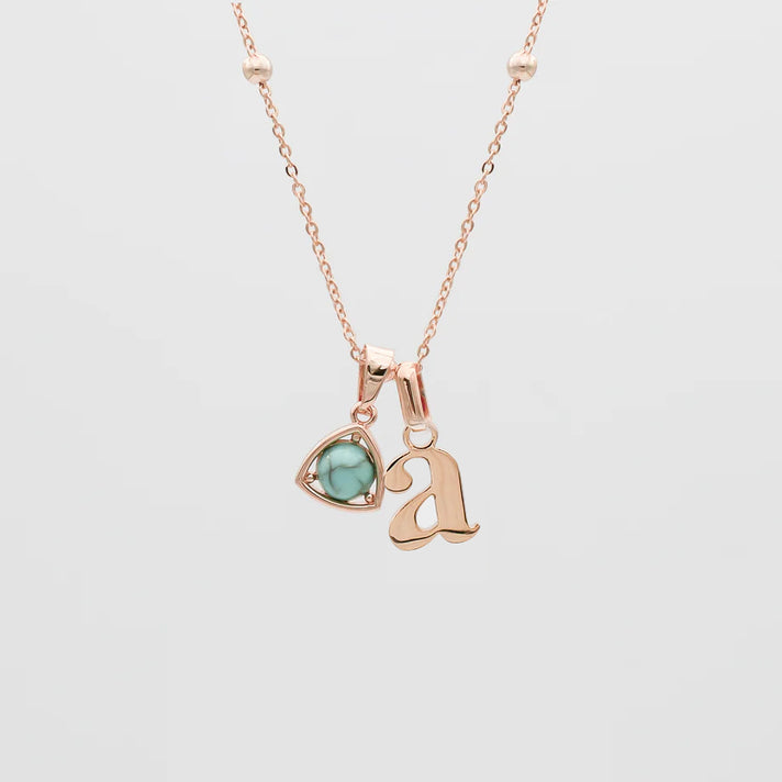 Kayla Lowercase Mini Initial & Birthstone Necklace