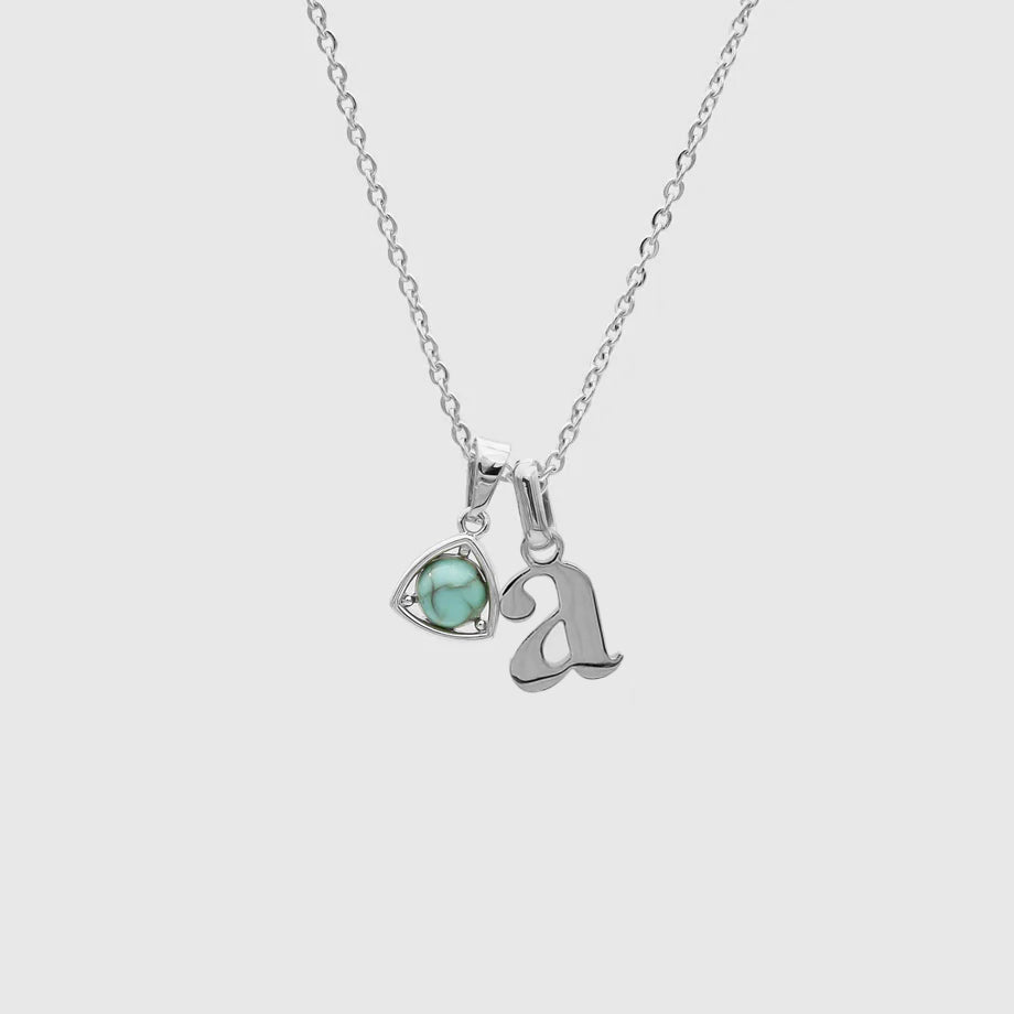 Kayla Lowercase Mini Initial & Birthstone Necklace