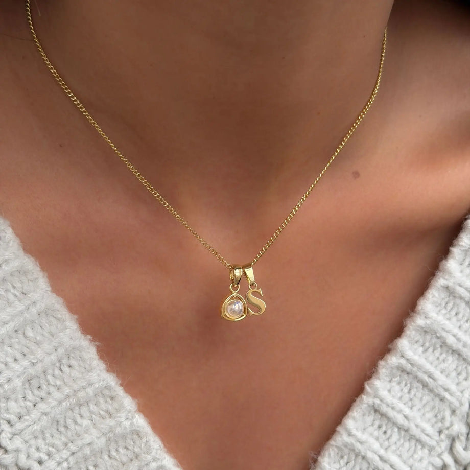 Kayla Lowercase Mini Initial & Birthstone Necklace
