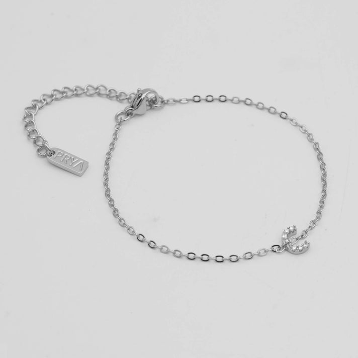 lana icy initial bracelet in silver plated from prya