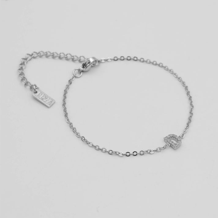 lana icy initial bracelet in silver plated from prya