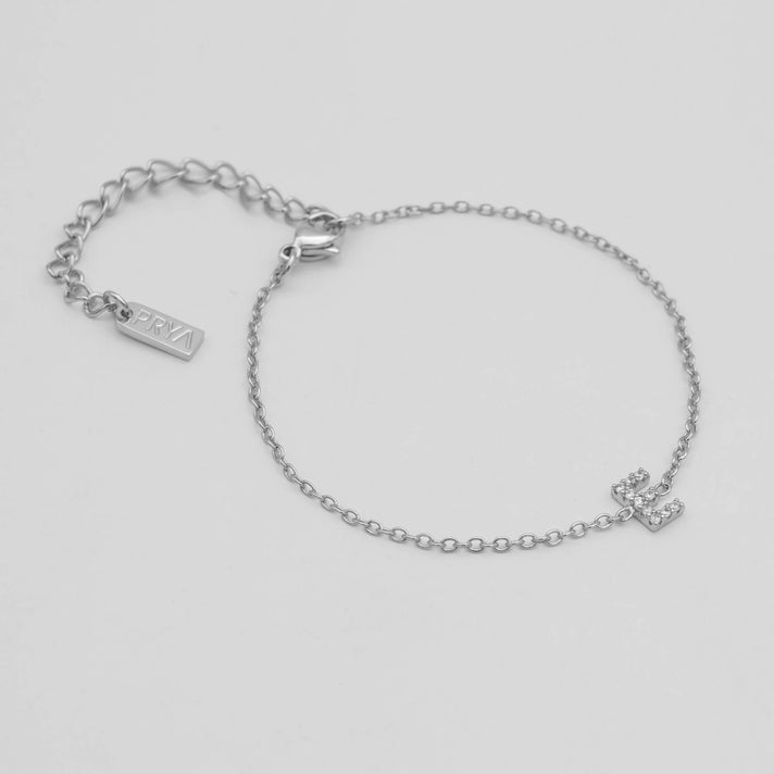 lana icy initial bracelet in silver plated from prya