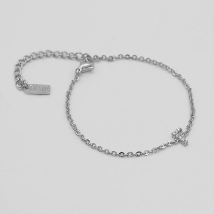 lana icy initial bracelet in silver plated from prya