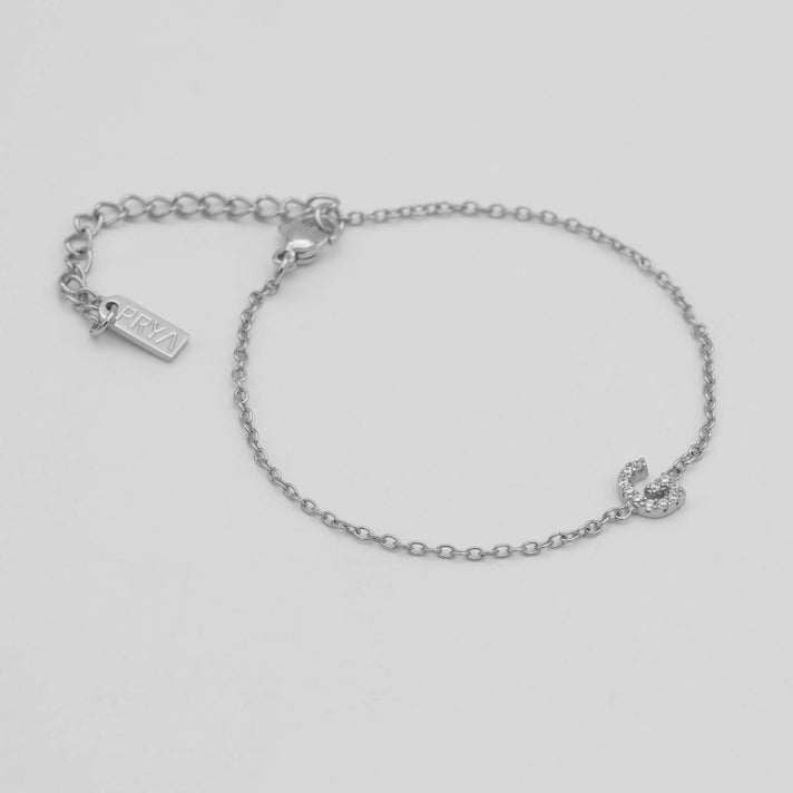 lana icy initial bracelet in silver plated from prya