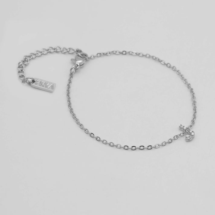 lana icy initial bracelet in silver plated from prya