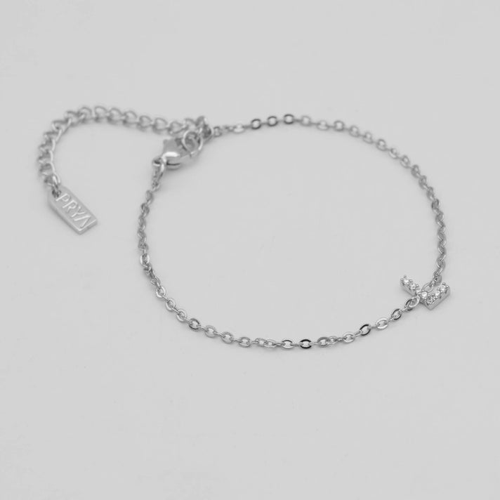 lana icy initial bracelet in silver plated from prya