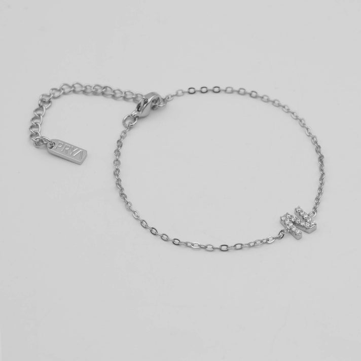 lana icy initial bracelet in silver plated from prya