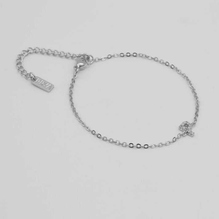 lana icy initial bracelet in silver plated from prya