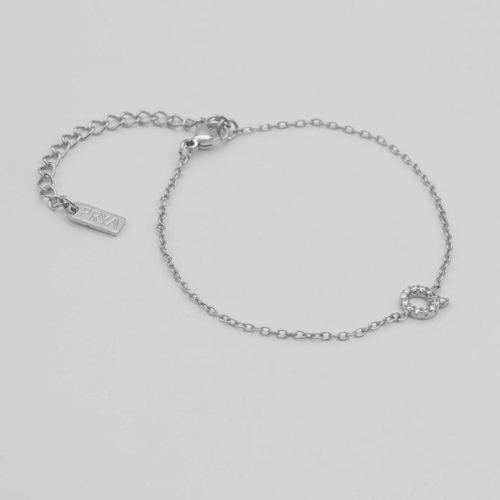 lana icy initial bracelet in silver plated from prya