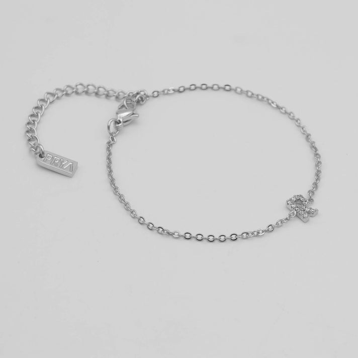 lana icy initial bracelet in silver plated from prya