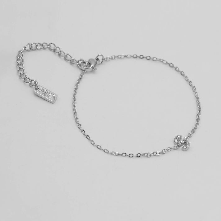 lana icy initial bracelet in silver plated from prya
