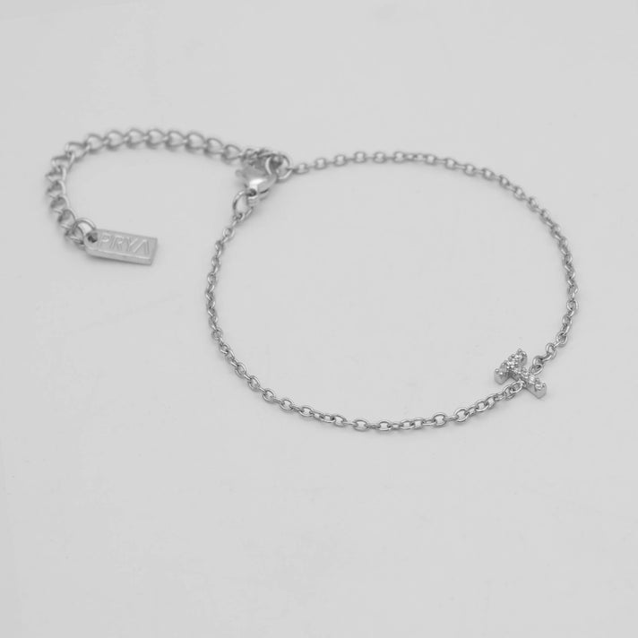 lana icy initial bracelet in silver plated from prya