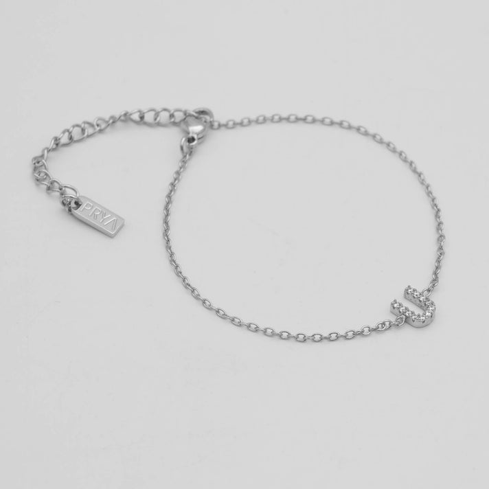 lana icy initial bracelet in silver plated from prya