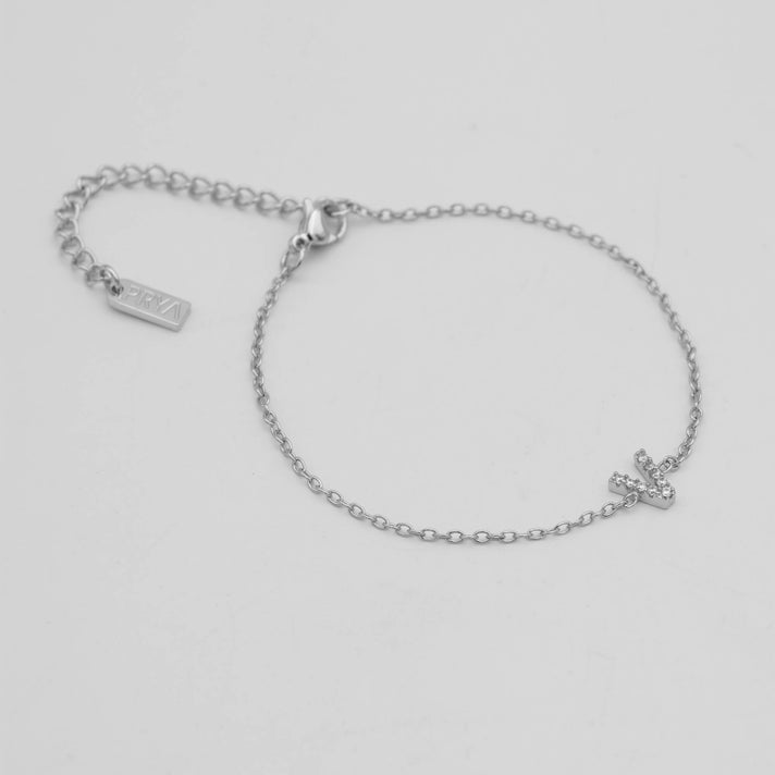 lana icy initial bracelet in silver plated from prya