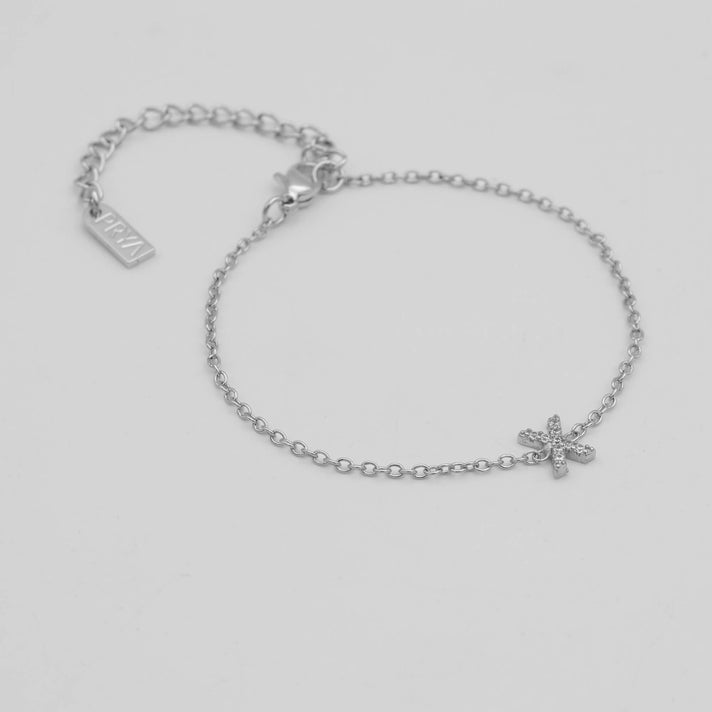 lana icy initial bracelet in silver plated from prya