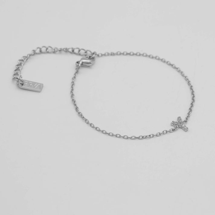 lana icy initial bracelet in silver plated from prya
