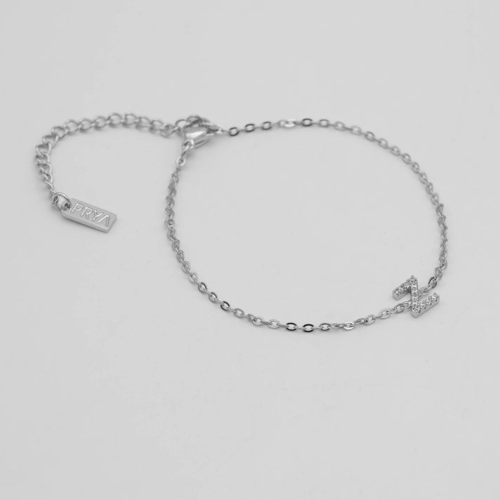 lana icy initial bracelet in silver plated from prya