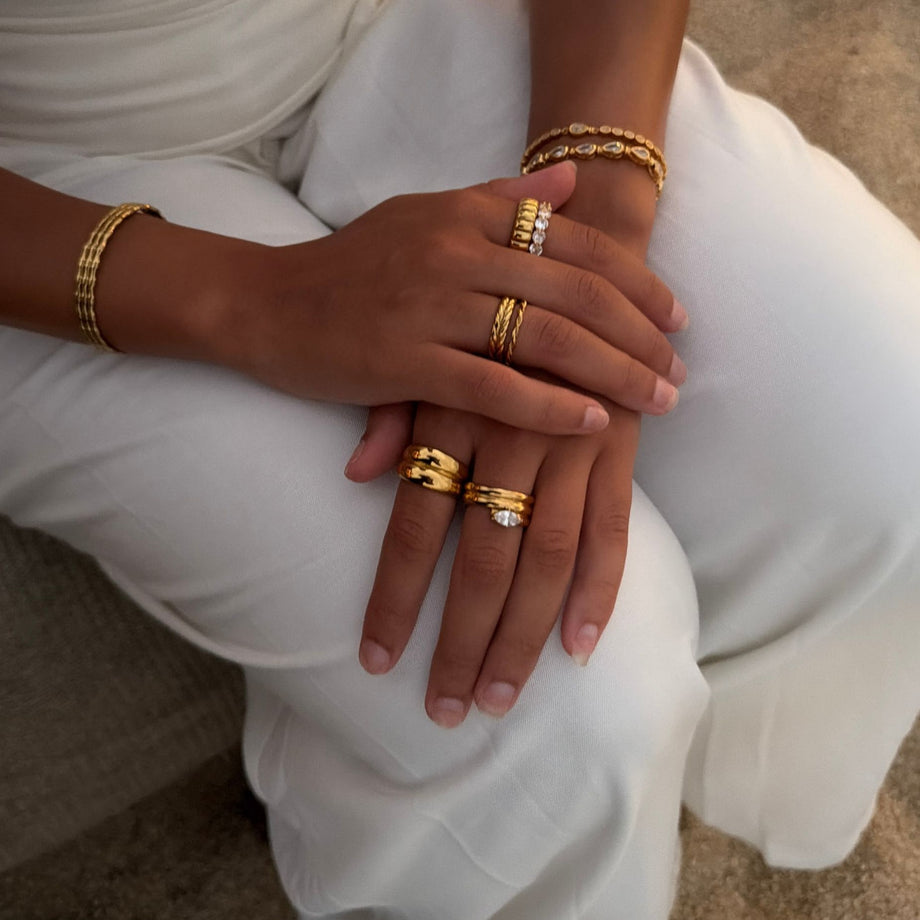 Emilia Double Band Stone Ring