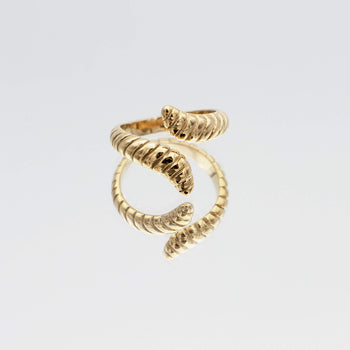 Meera Serpentine Gold plated ring with an elegant snake design with intricate grooves made by Prya