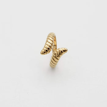 Meera Serpentine Gold plated ring with an elegant snake design with intricate grooves made by Prya