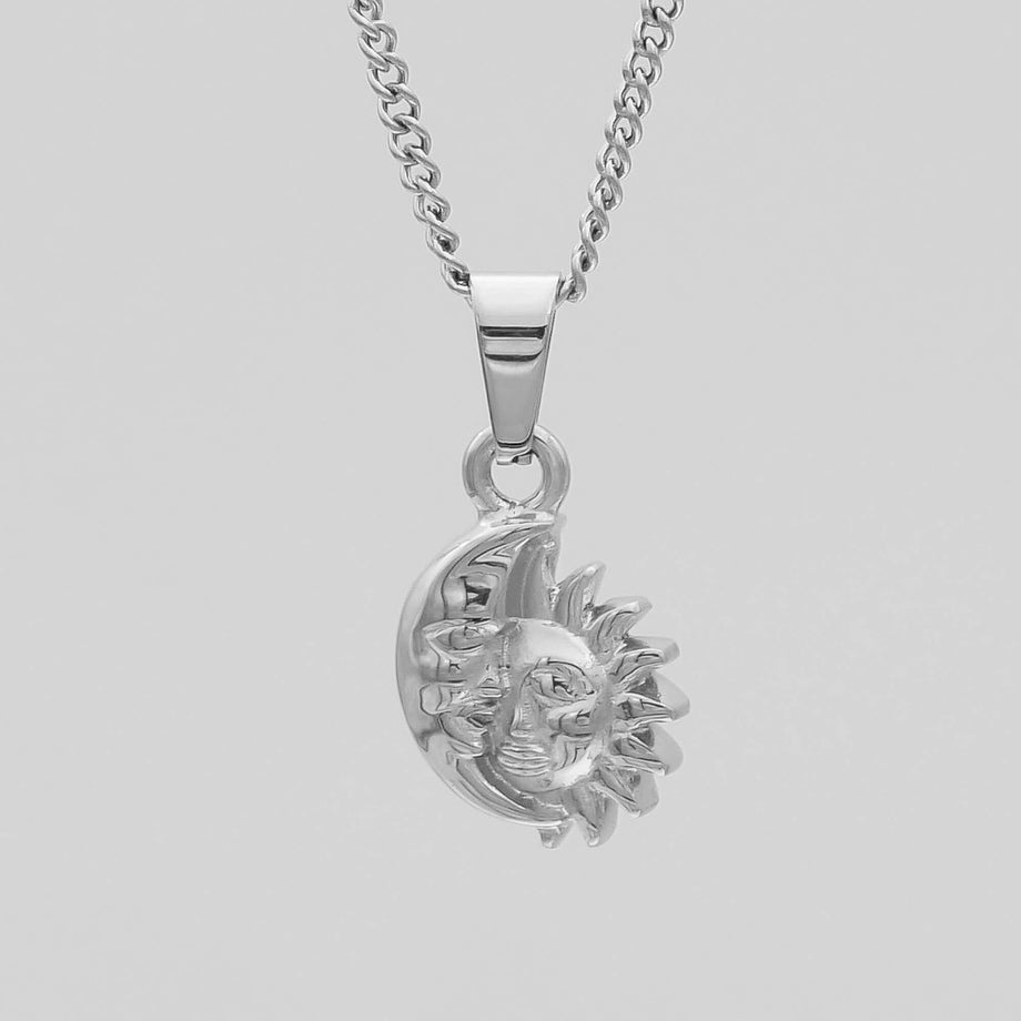 silver sun and moon pendant necklace.