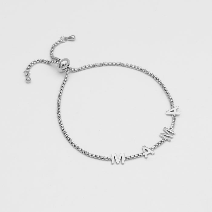 Classic mama bracelet in silver with round box chain, gift to mum