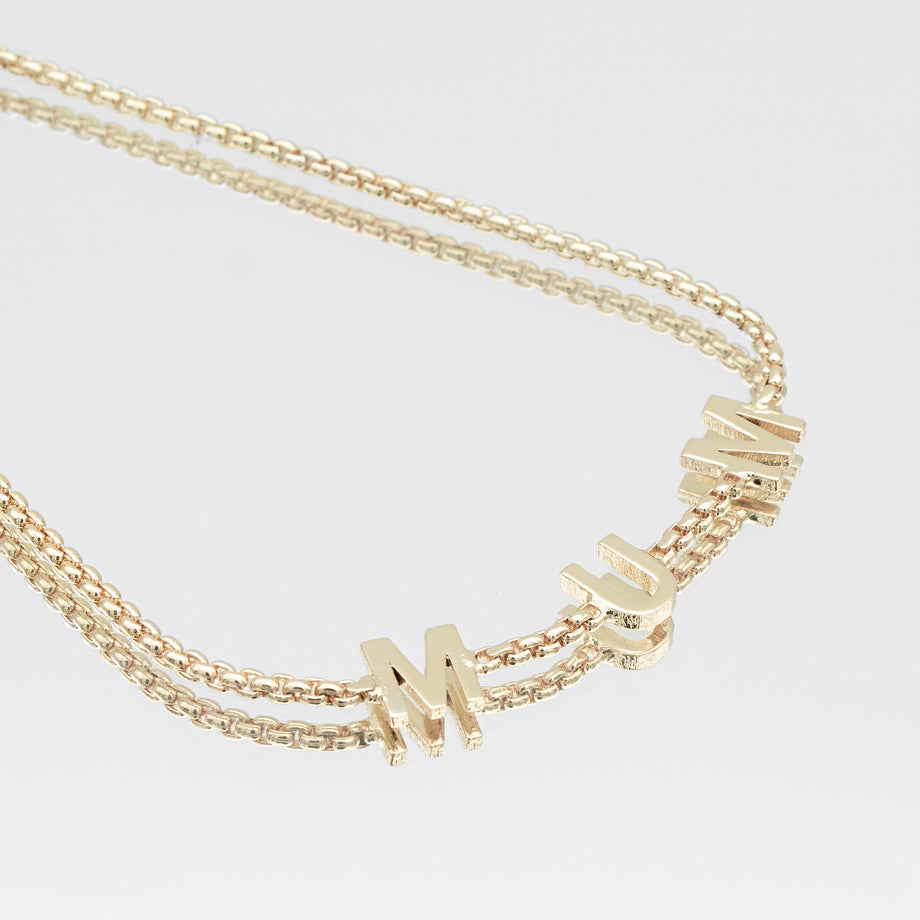 Classic mum bracelet in 18K gold with round box chain, gift to mum