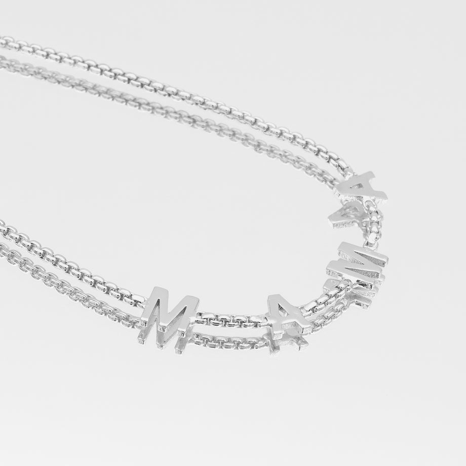 Classic mama bracelet in silver with round box chain, gift to mum