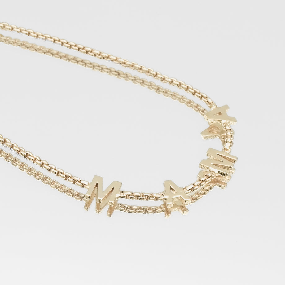 Classic mama bracelet in 18K gold with round box chain, gift to mum