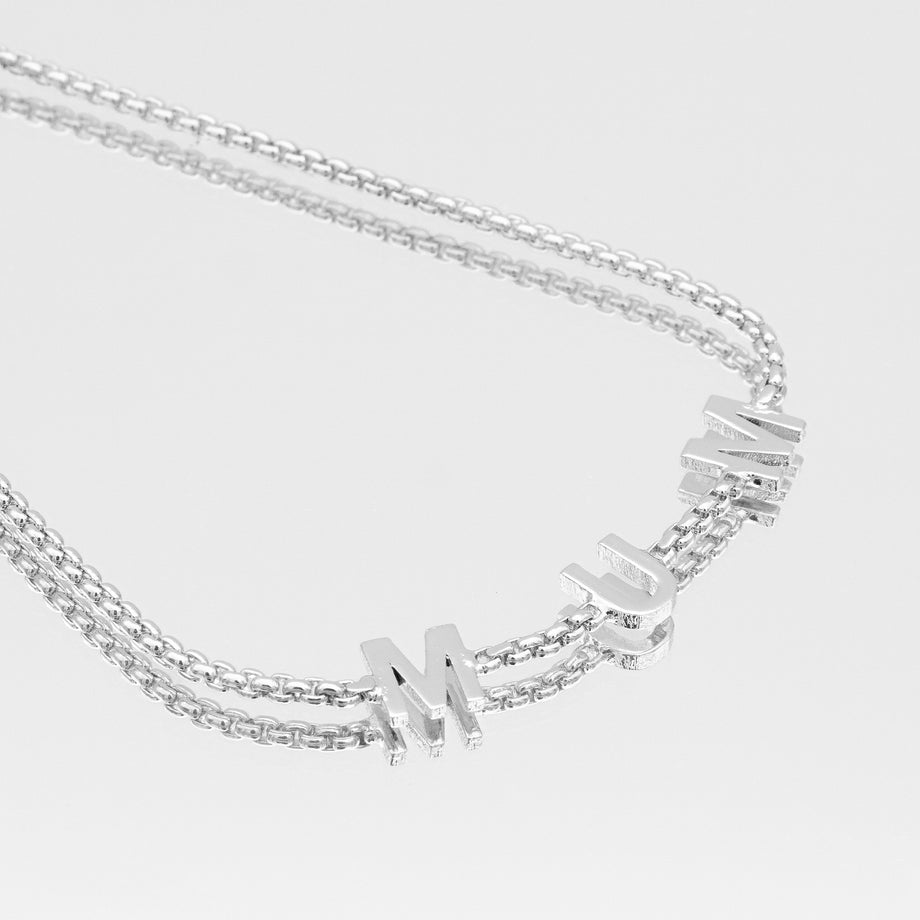 Classic mum bracelet in silver with round box chain, gift to mum