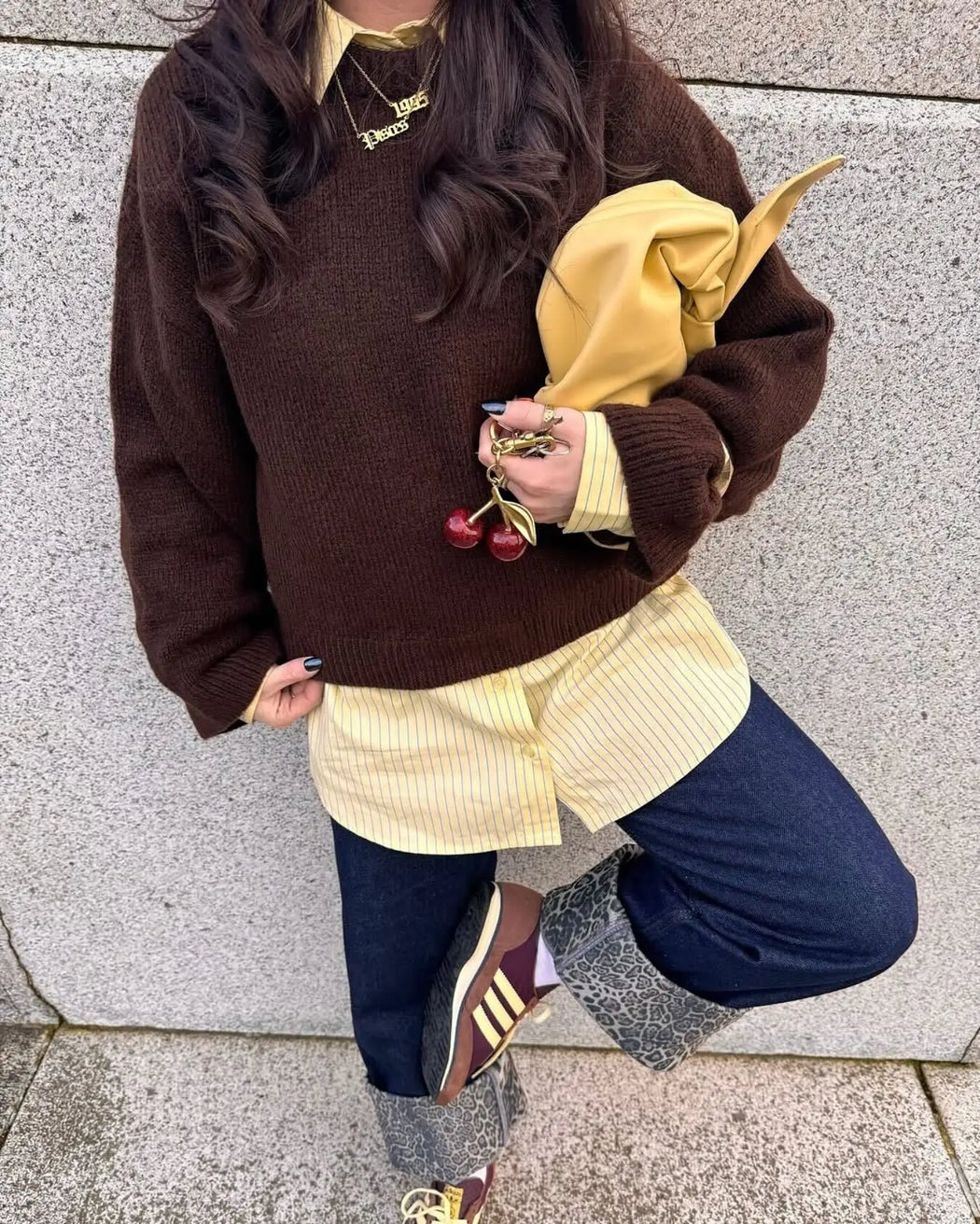 image of model wearing personalised layered gold necklace from prya