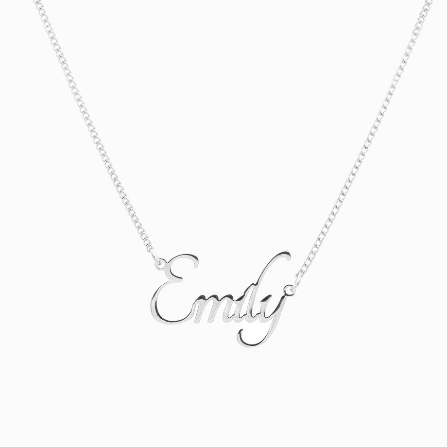 sierra personalised name necklace in silver plated stainless steel from prya