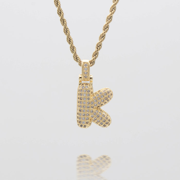 Icy Bubble letter initial necklace in silver or gold from Prya