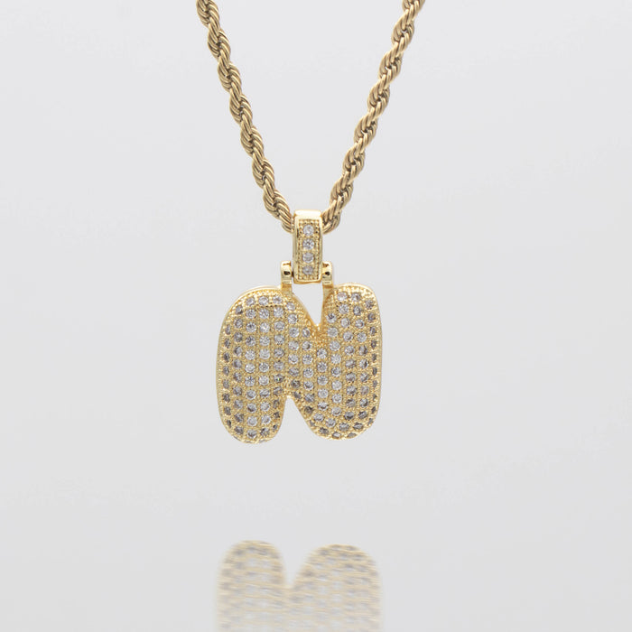 Icy Bubble letter initial necklace in silver or gold from Prya
