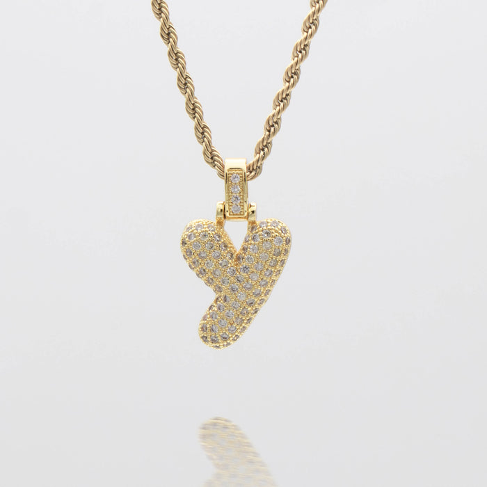 Icy Bubble letter initial necklace in silver or gold from Prya