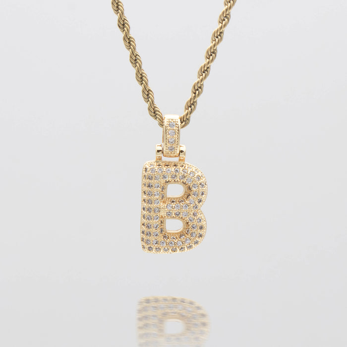 Icy Bubble letter initial necklace in silver or gold from Prya