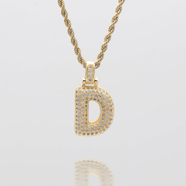 Icy Bubble letter initial necklace in silver or gold from Prya